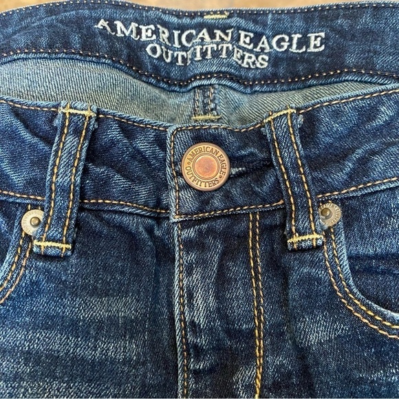 AMERICAN EAGLE Women Blue Skinny Stretch Jeans Size 2 Short - Picture 4 of 9